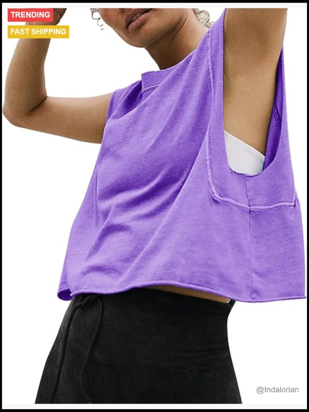 Oversized Crop Tank Top Sleeveless Cotton Workout Yoga Summer